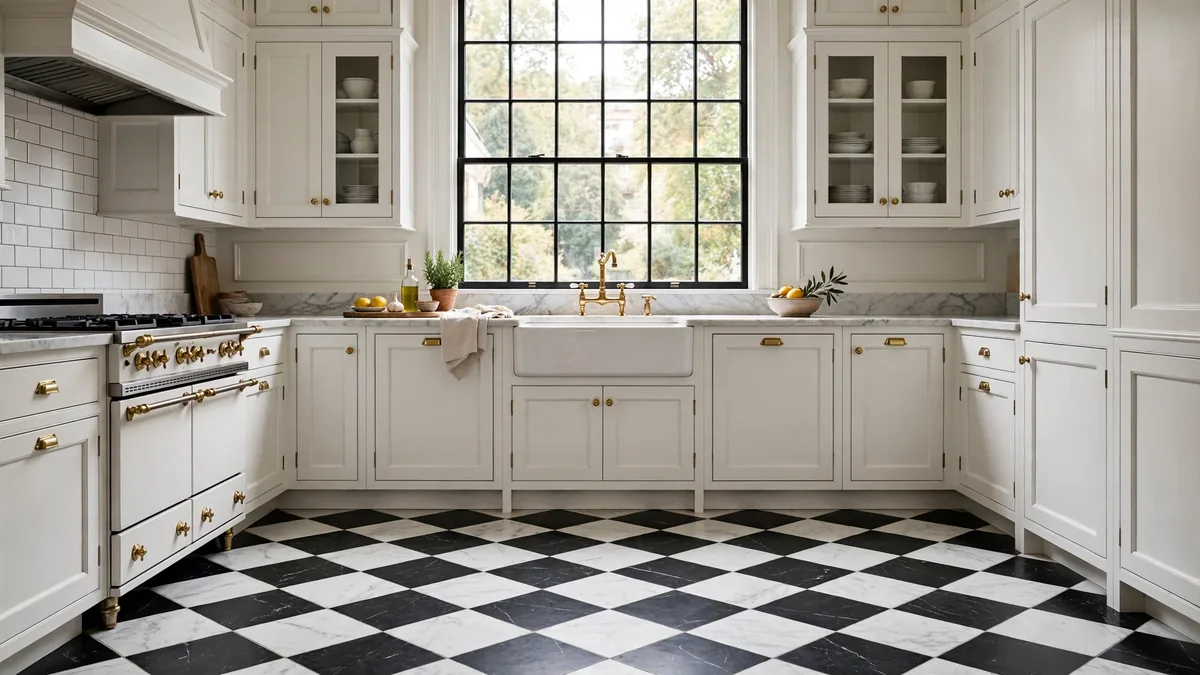 18 Marble Checkerboard Floor Ideas for a Timeless Kitchen