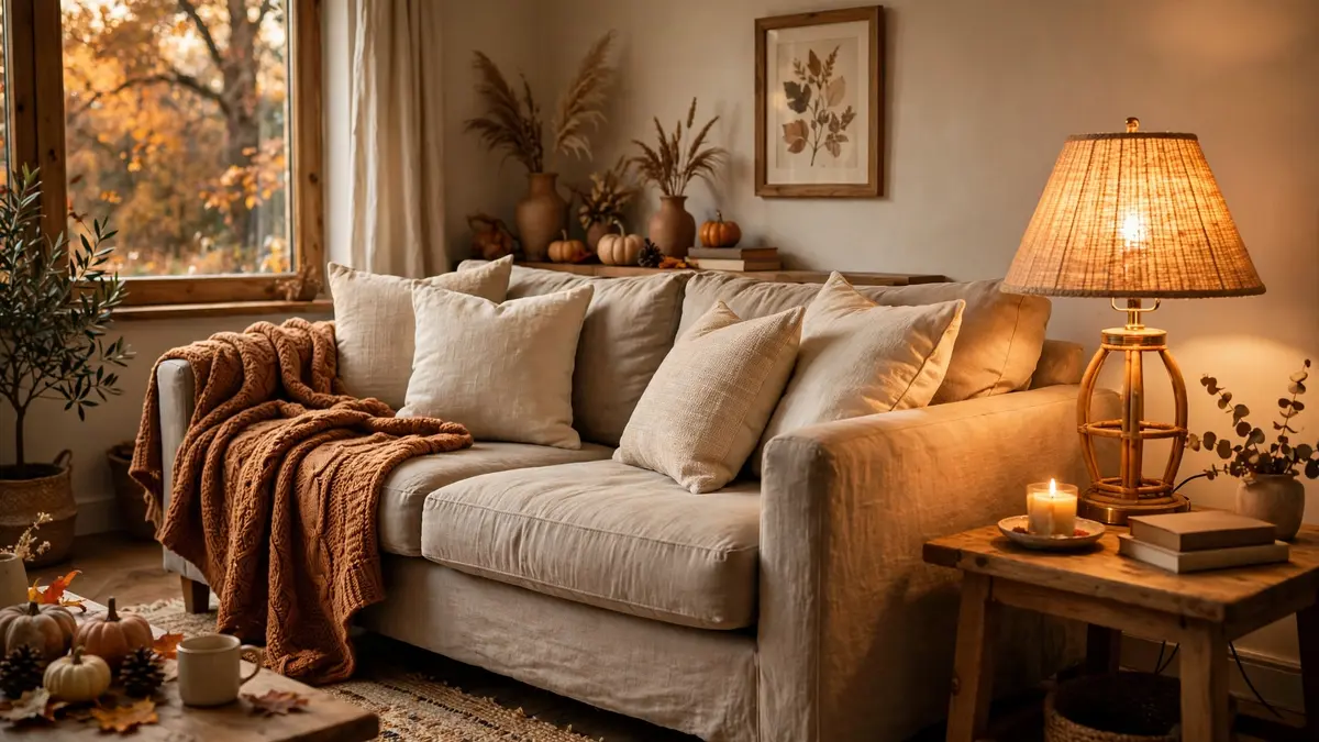 2. Layer a Chunky Knit Throw Over the Sofa