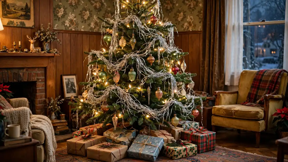 2. Tinsel Draped the Old-Fashioned Way