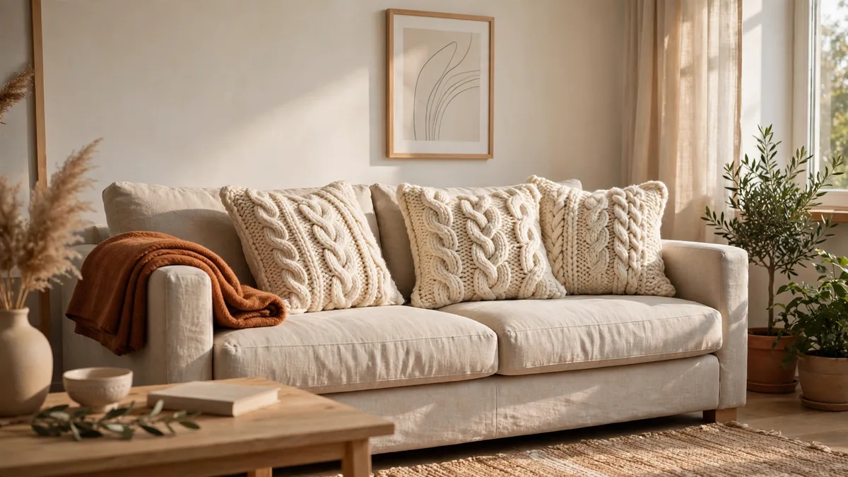 2. Swap Throw Pillows for Chunky Knit Covers