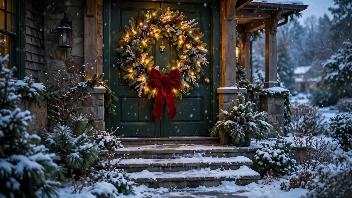 2. A Big Glowing Wreath on the Door