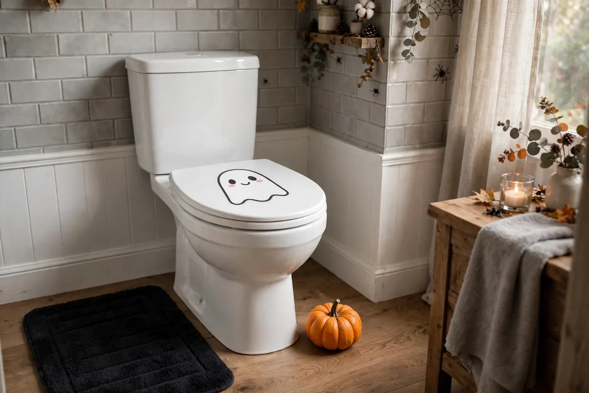 3. Add A Playful Ghost Decal To The Toilet Lid