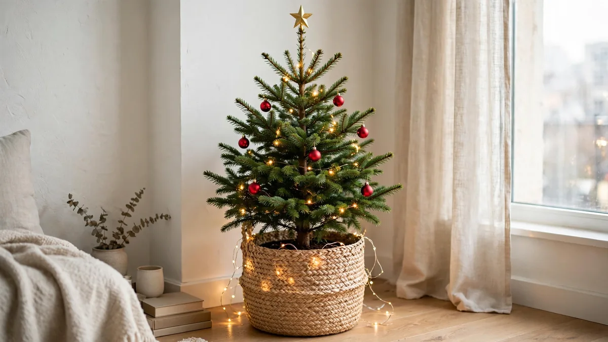 4. Potted Evergreen in a Basket