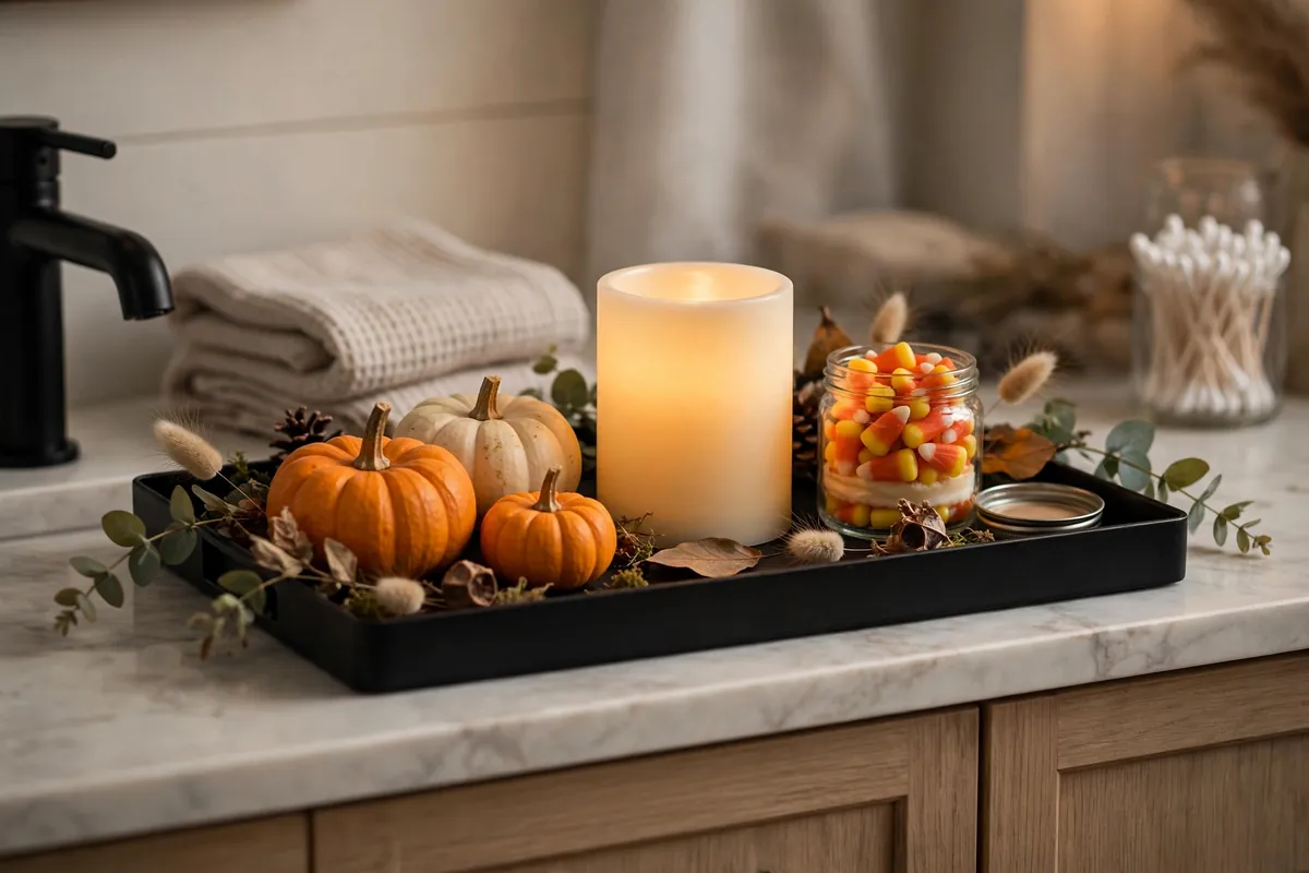 4. Style A Pumpkin And Candle Tray On The Vanity
