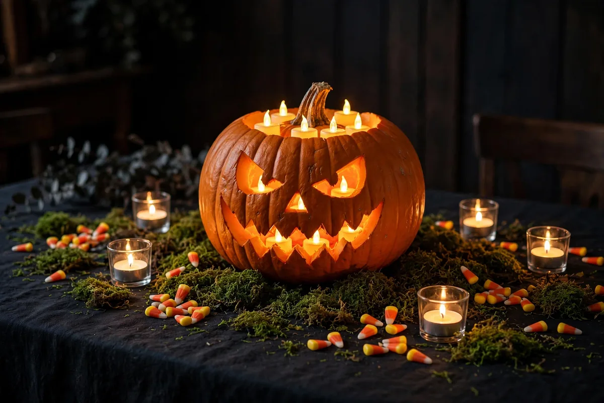 4. Jack-O-Lantern Candle Centerpiece DIY