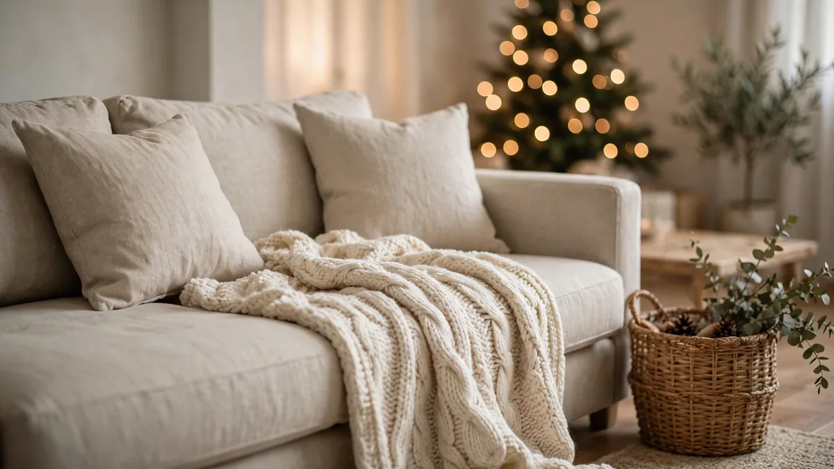 4. Layer Linen and Chunky Knit Textiles