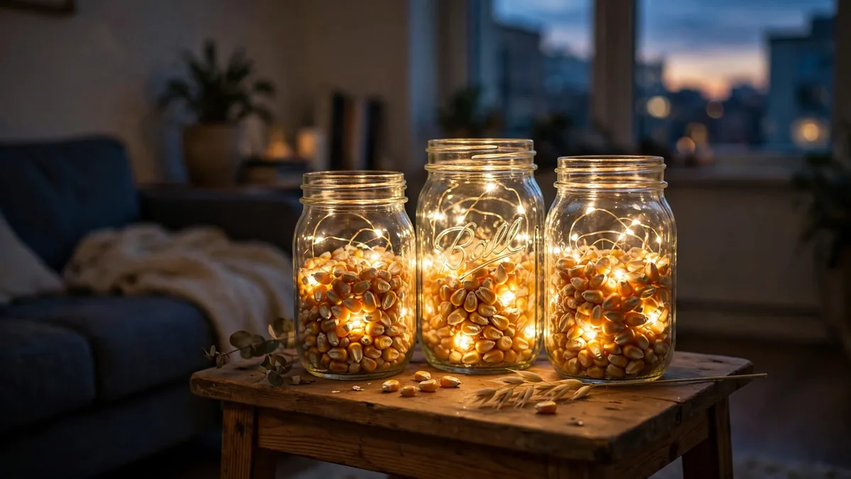 4. Add Warm Glow With Fairy Lights in Glass Jars