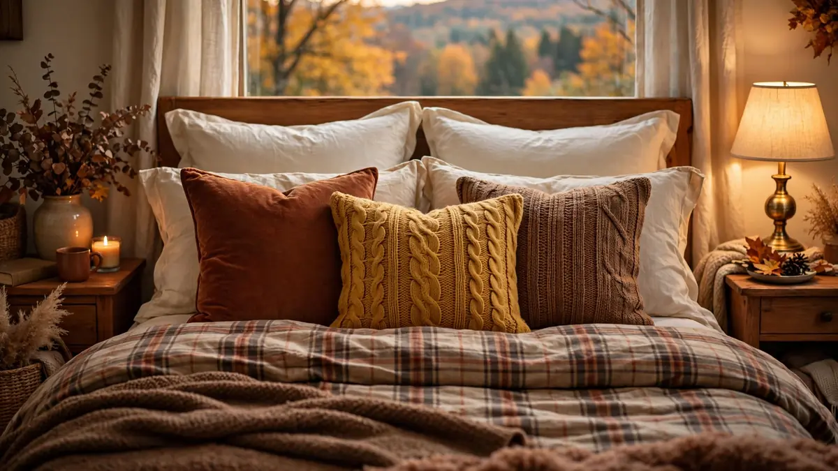 5. Rust and Mustard Accent Pillows
