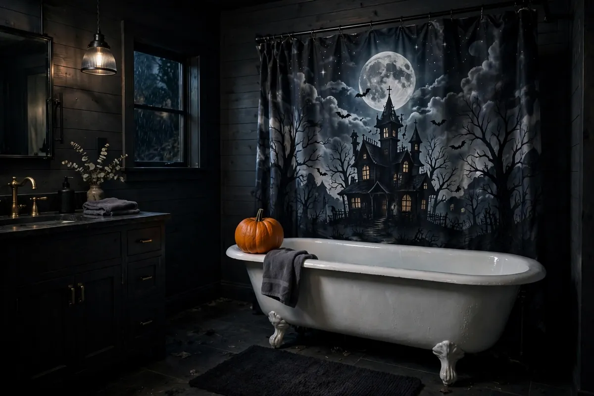 5. Hang A Spooky Shower Curtain