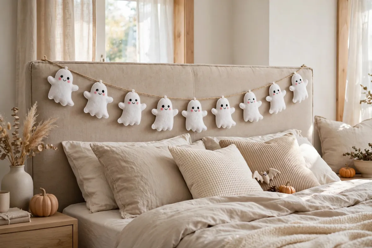 5. Ghost Garland Across the Headboard