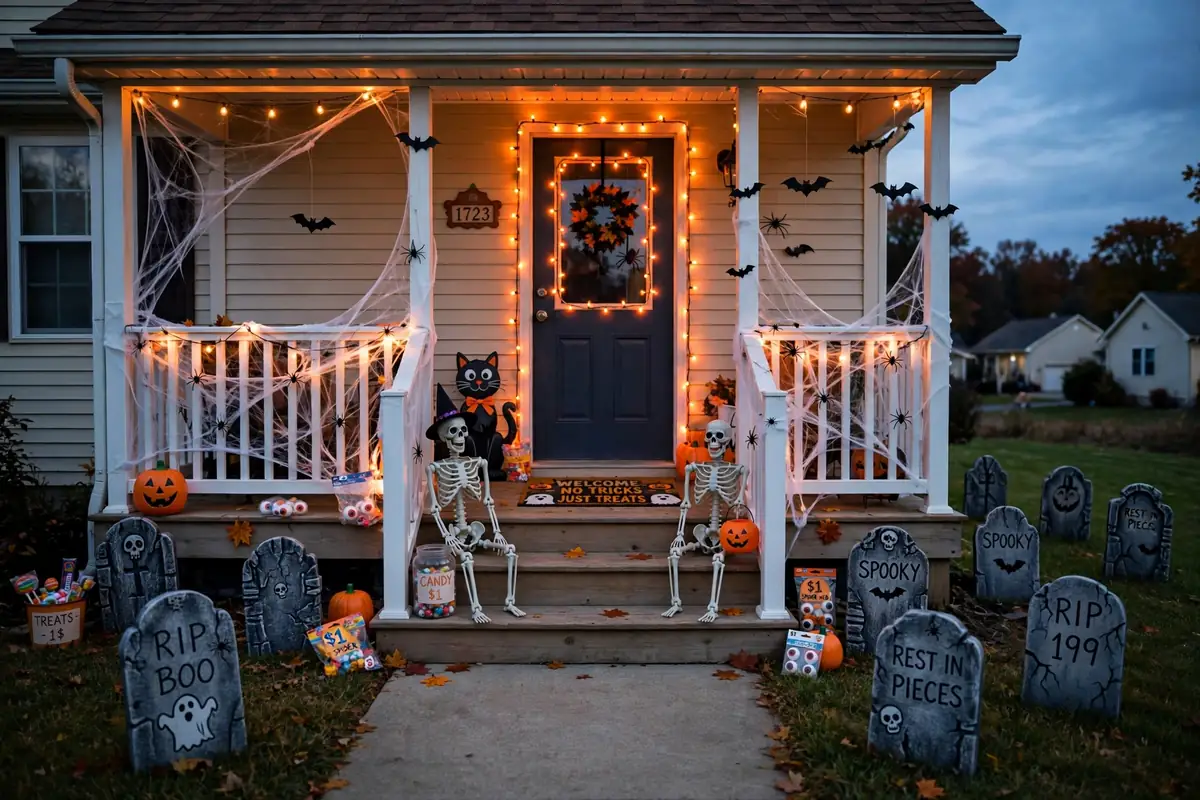 5. Dollar Store Halloween Porch on a Budget