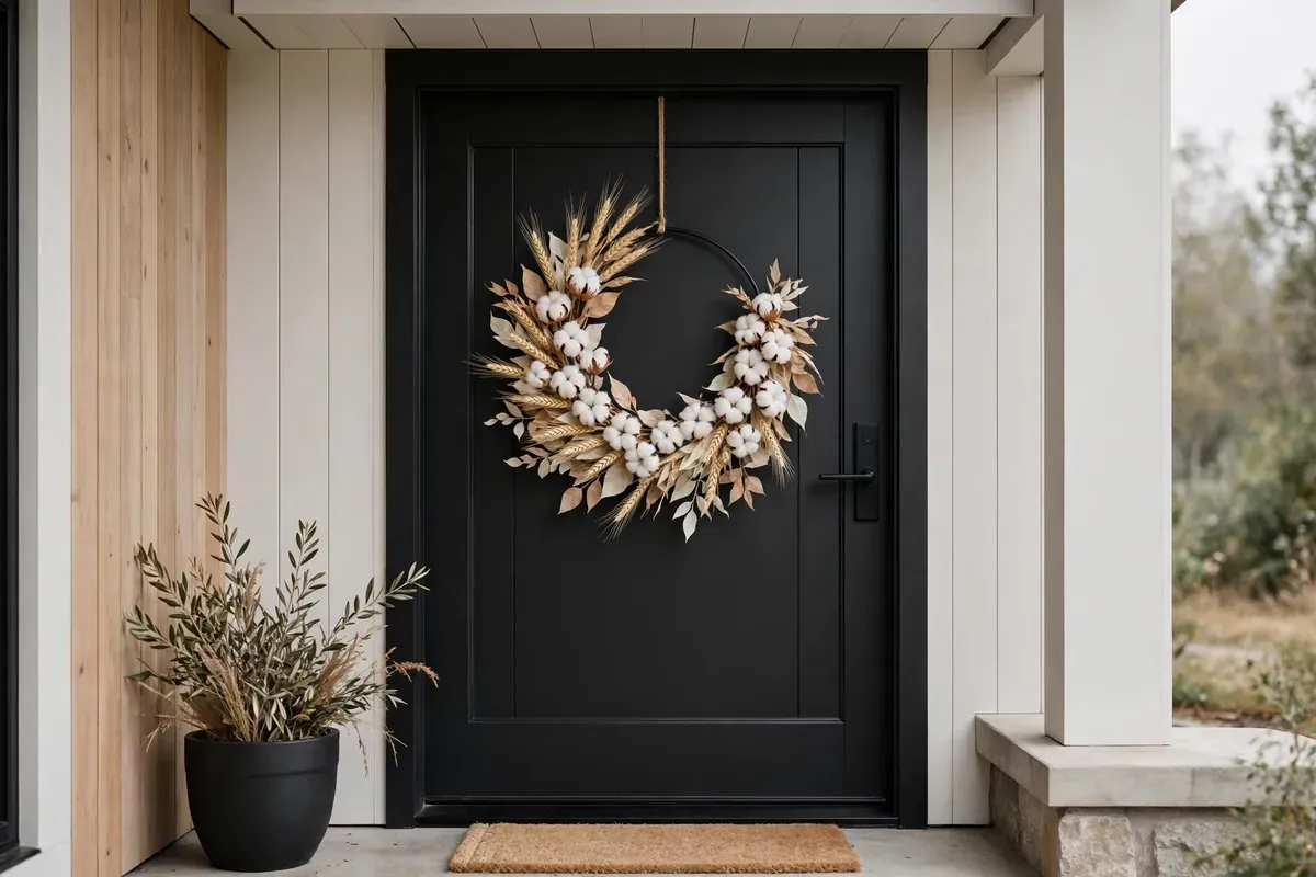 5. Neutral Cotton and Wheat Wreath