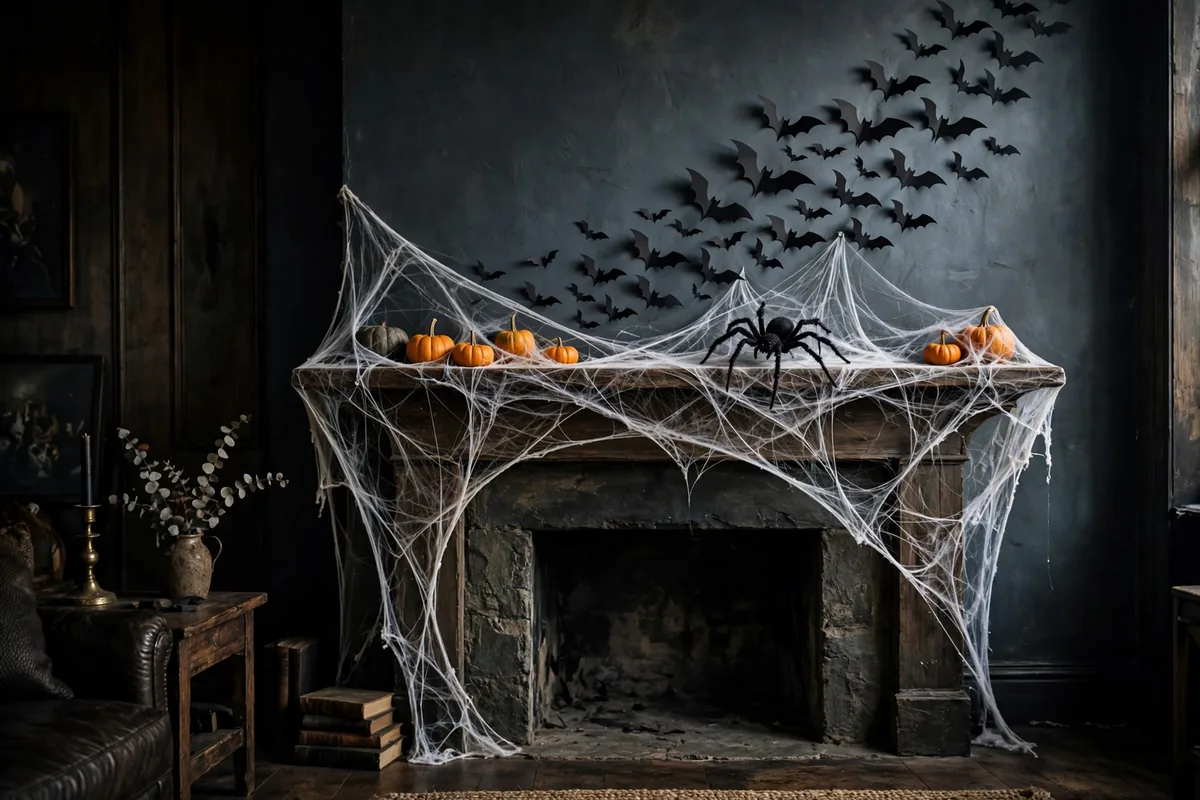 5. Spiderweb and Bat Swarm Mantel