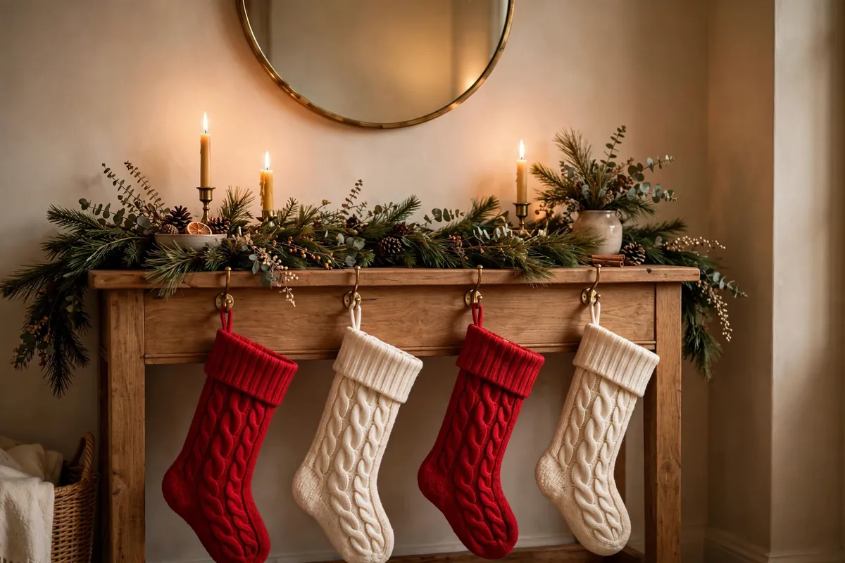 6. Stockings Hung on the Console