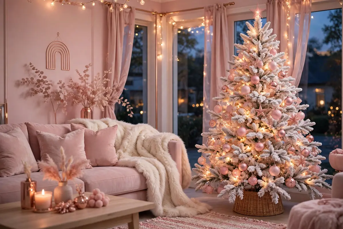 6. Pink Christmas Living Room