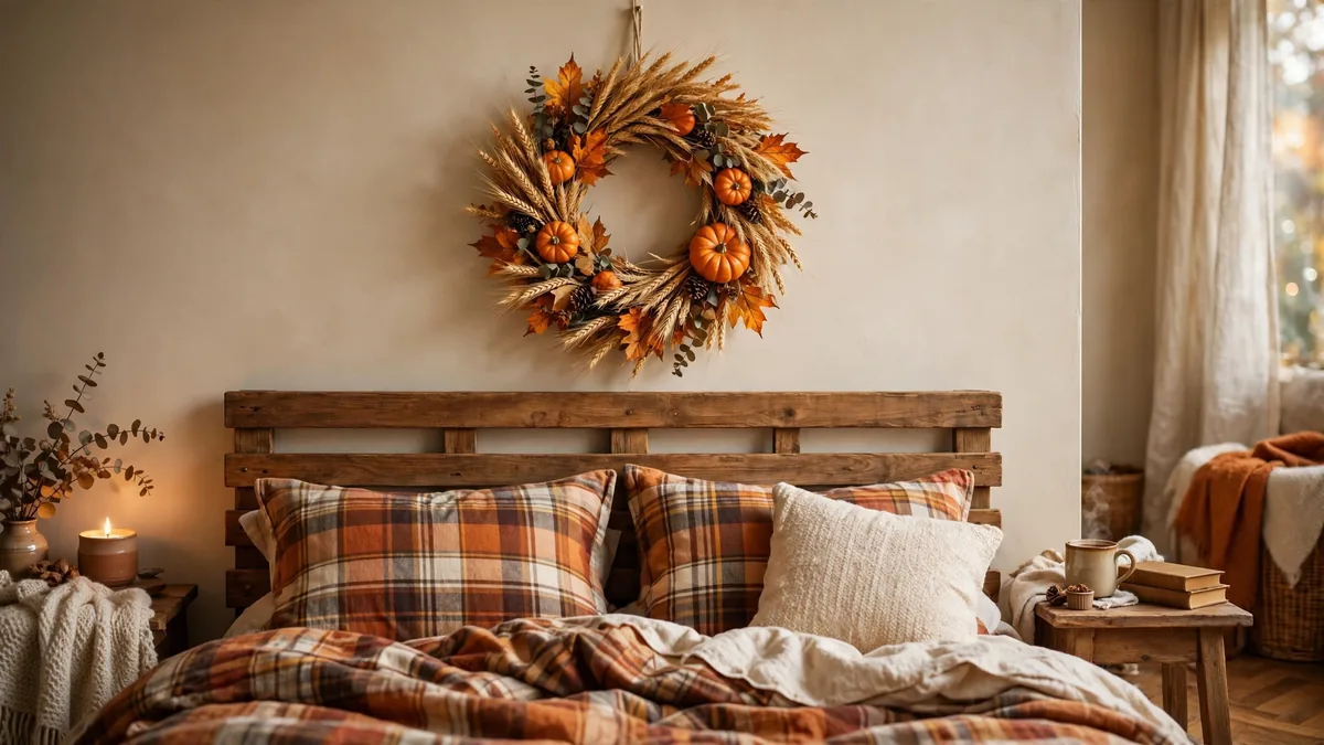 6. Fall Wreath Above the Bed