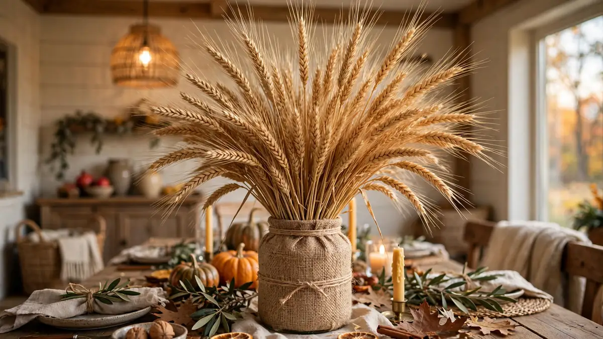 6. Wheat Bundle and Burlap Centerpiece