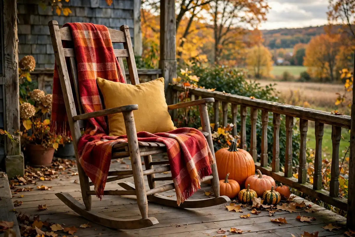 6. A Plaid Throw on the Rocking Chair