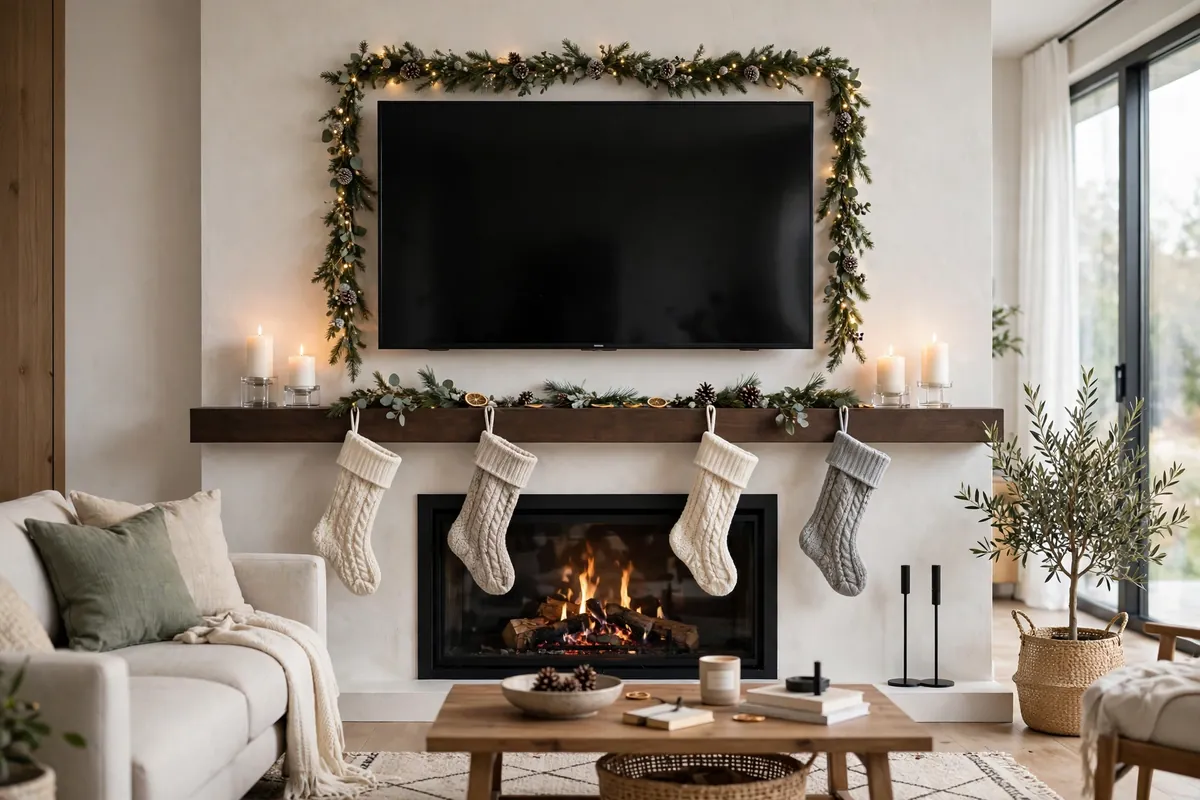 7. Mantel Styled Around a TV Above It