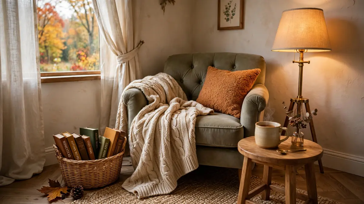 7. Reading Nook Corner With a Chair and Lamp
