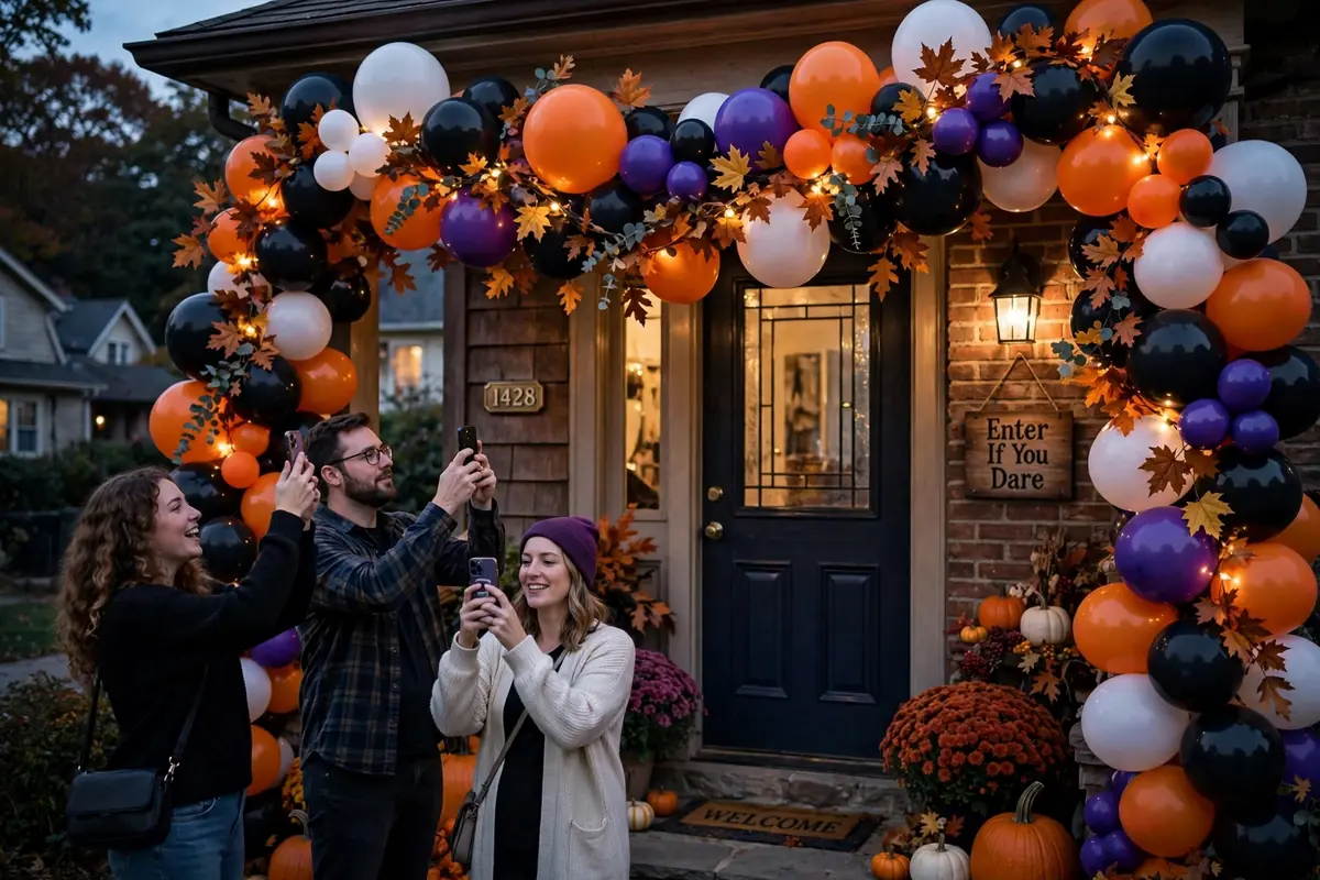 7. Build a Balloon Garland Halloween Arch