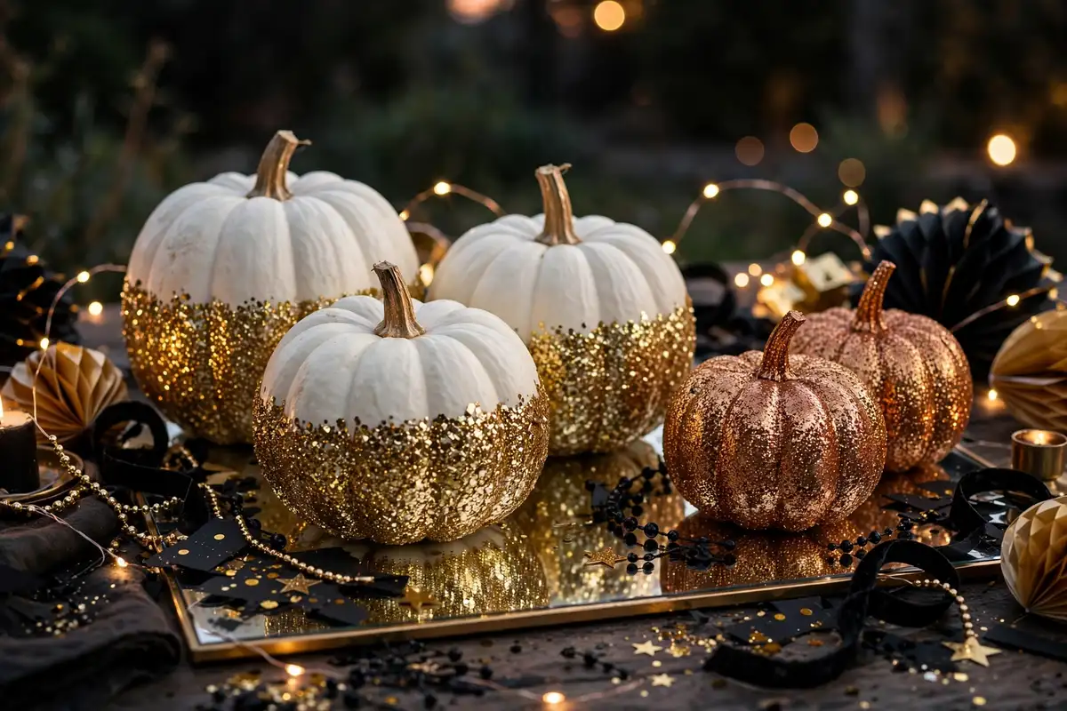 7. Confetti and Glitter Pumpkins