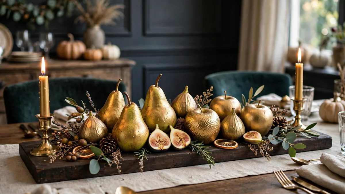 7. Gilded Fruit and Gold Accent Display