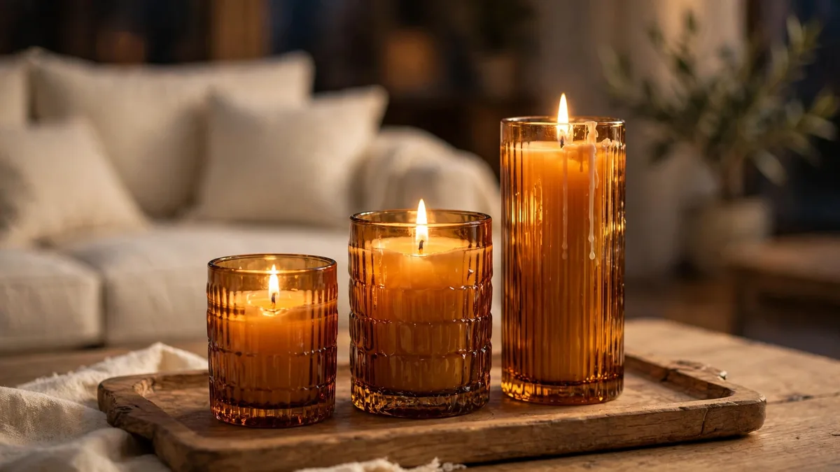 7. Amber Glass Candle Holders