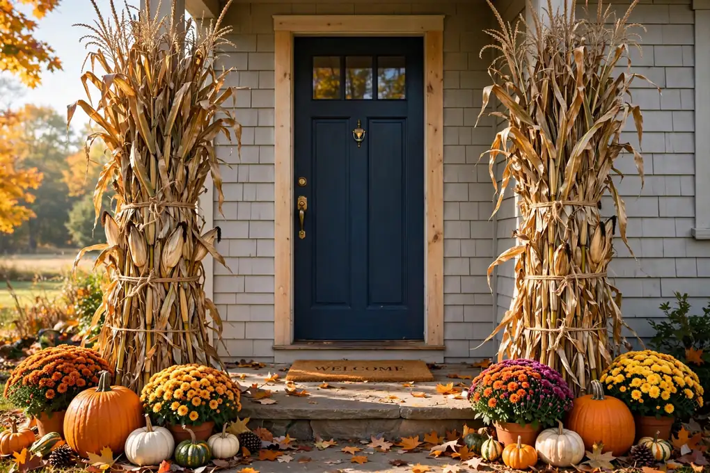 7. Cornstalks Framing the Door