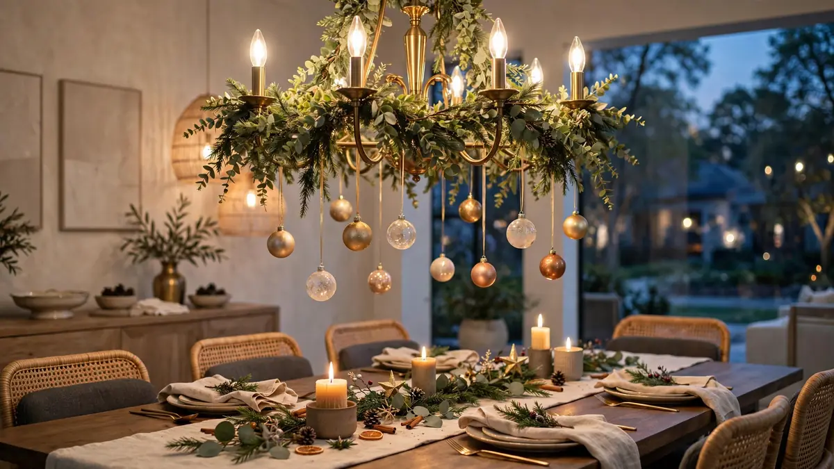8. Drape Greenery on the Chandelier