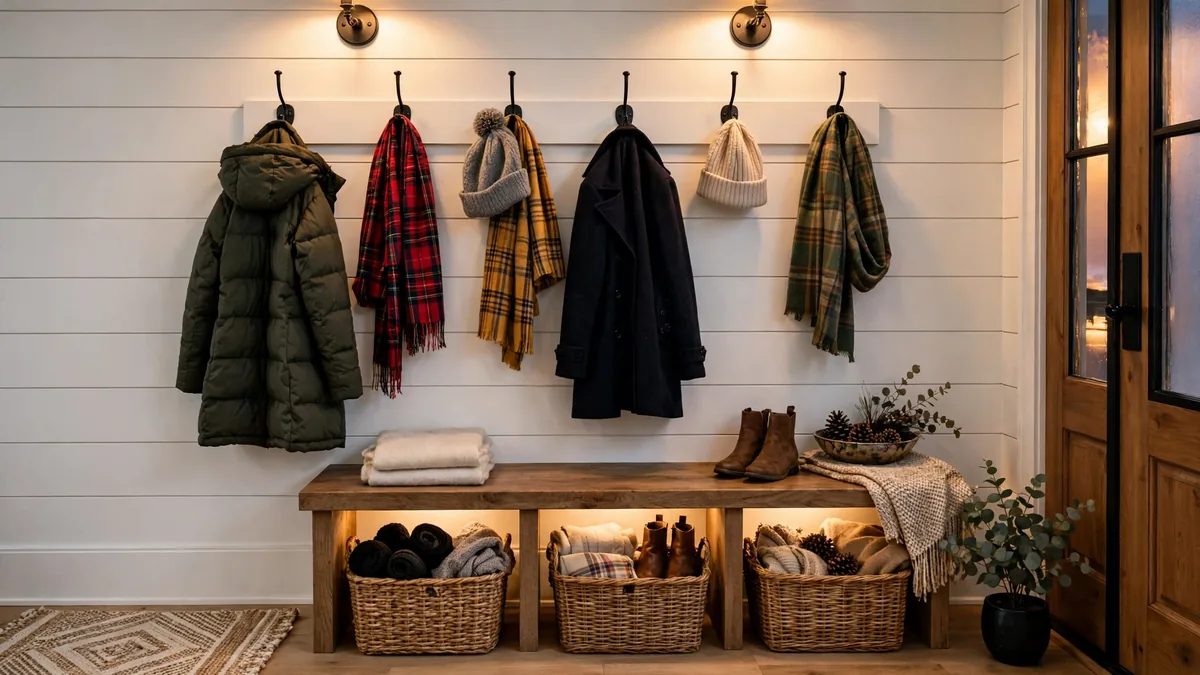 8. Hook Wall for Coats, Scarves, and Hats