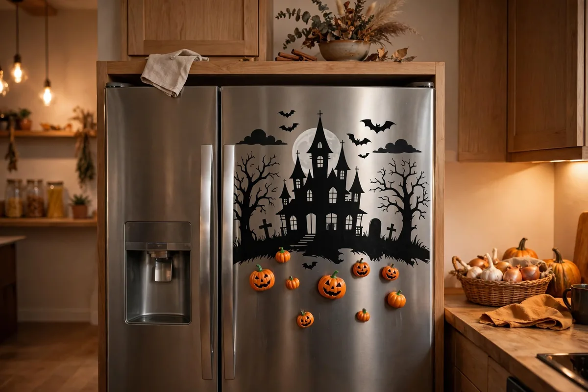 8. Haunted Fridge With Magnets and Decals