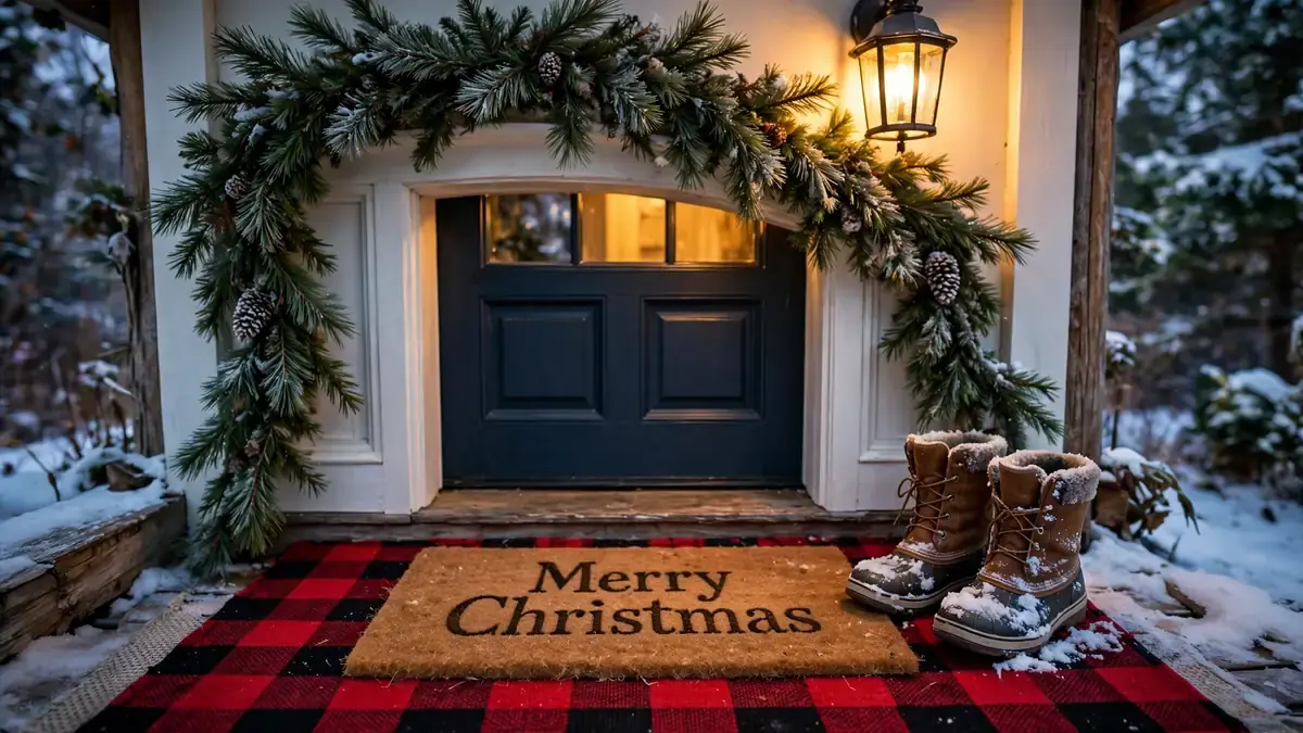8. A Layered Holiday Doormat