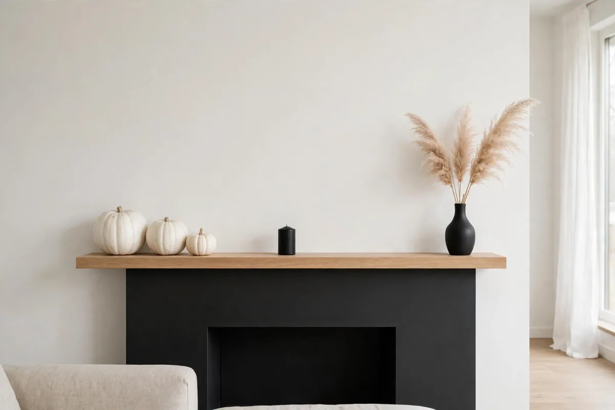 8. Minimalist Black and White Mantel