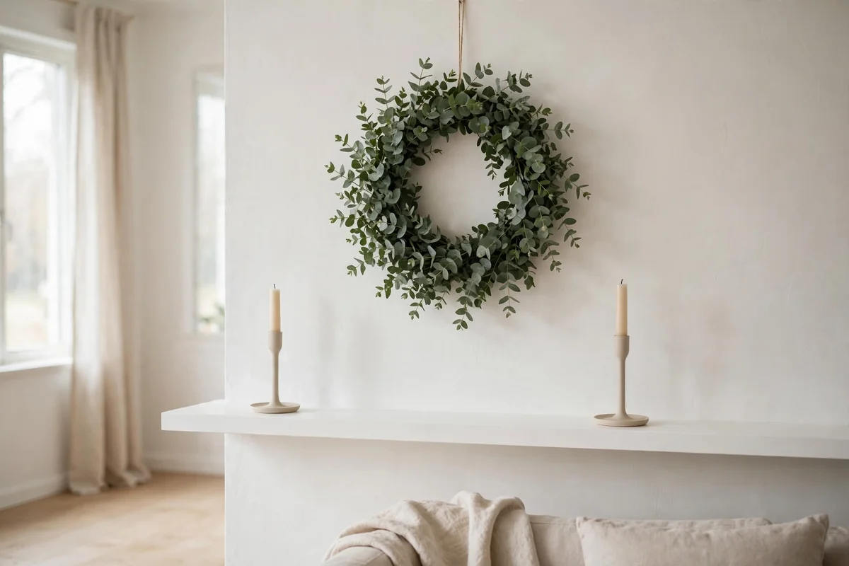 9. Minimalist Single Wreath Mantel