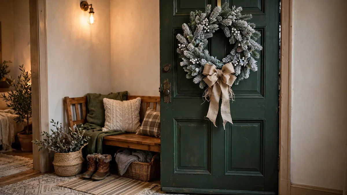 9. Winter Wreath on the Inside of the Door