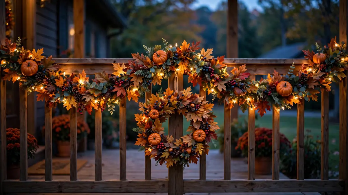 9. Wreath and Garland Along the Railing