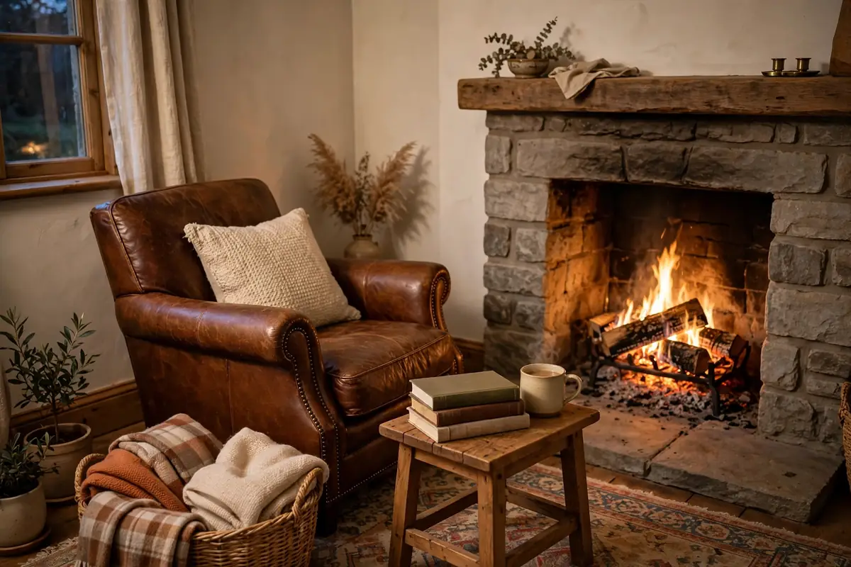 9. Fireplace-Side Reading Spot