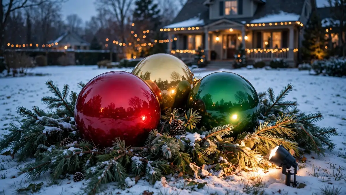 9. Oversized Ornaments on the Lawn