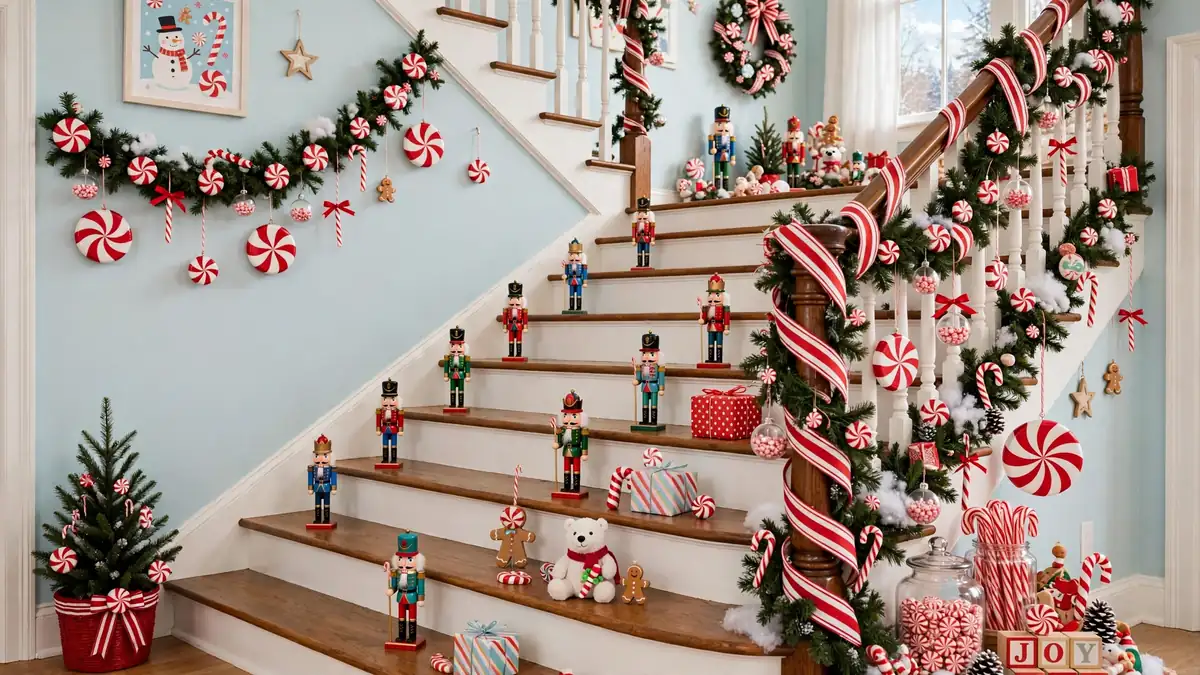 10. Candy Cane Lane Staircase for Kids