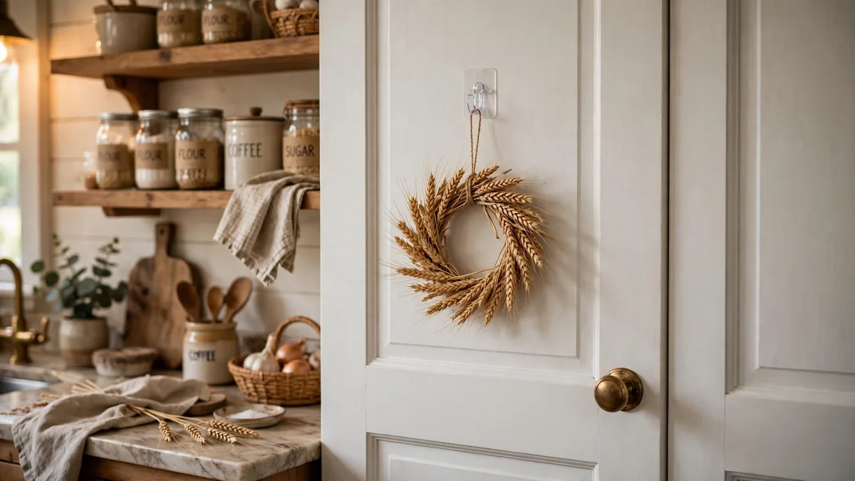 10. Hang a Small Fall Wreath on the Pantry Door