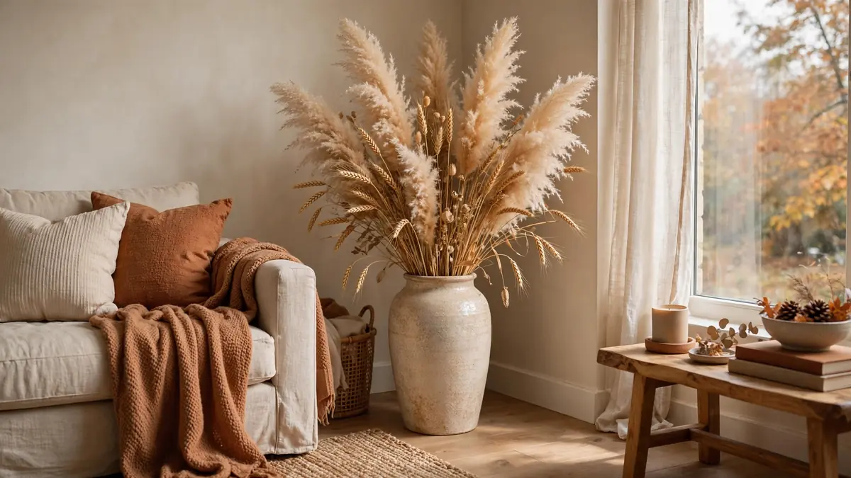 10. Arrange Dried Pampas Grass and Wheat