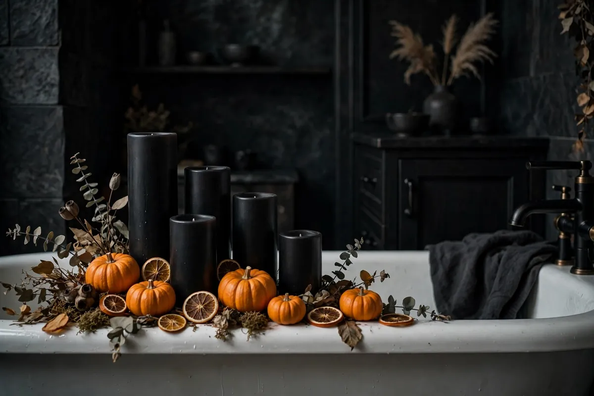 10. Group Black Candles On The Tub Edge