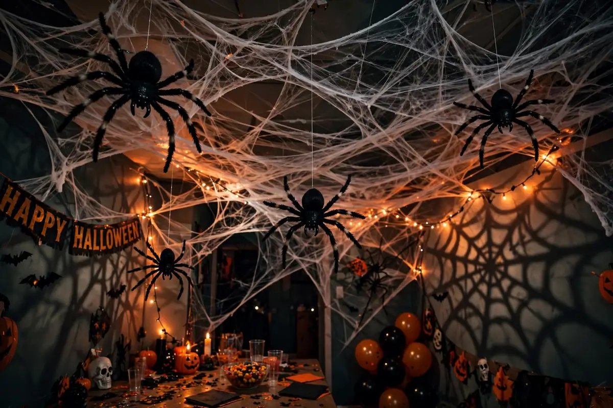 10. Cover the Ceiling in Spiderwebs