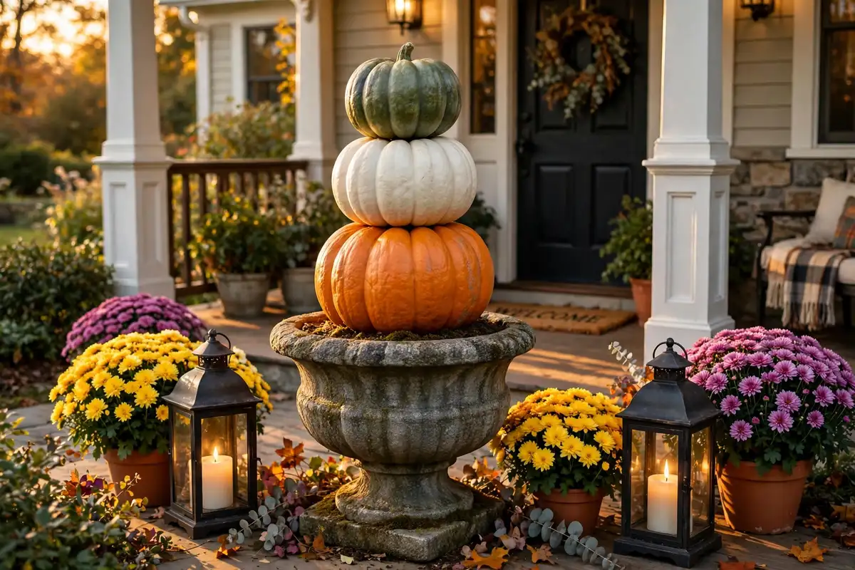10. Stacked Pumpkin Topiary