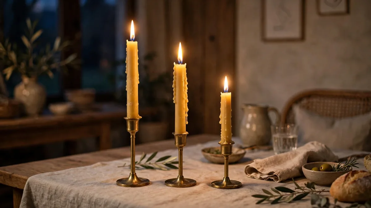 10. Beeswax Tapers in Brass Holders