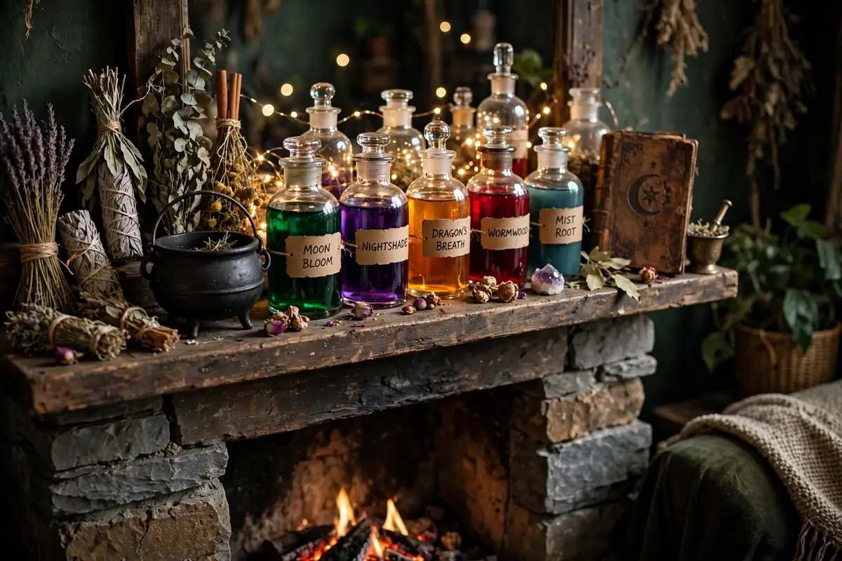 10. Witch Apothecary Mantel