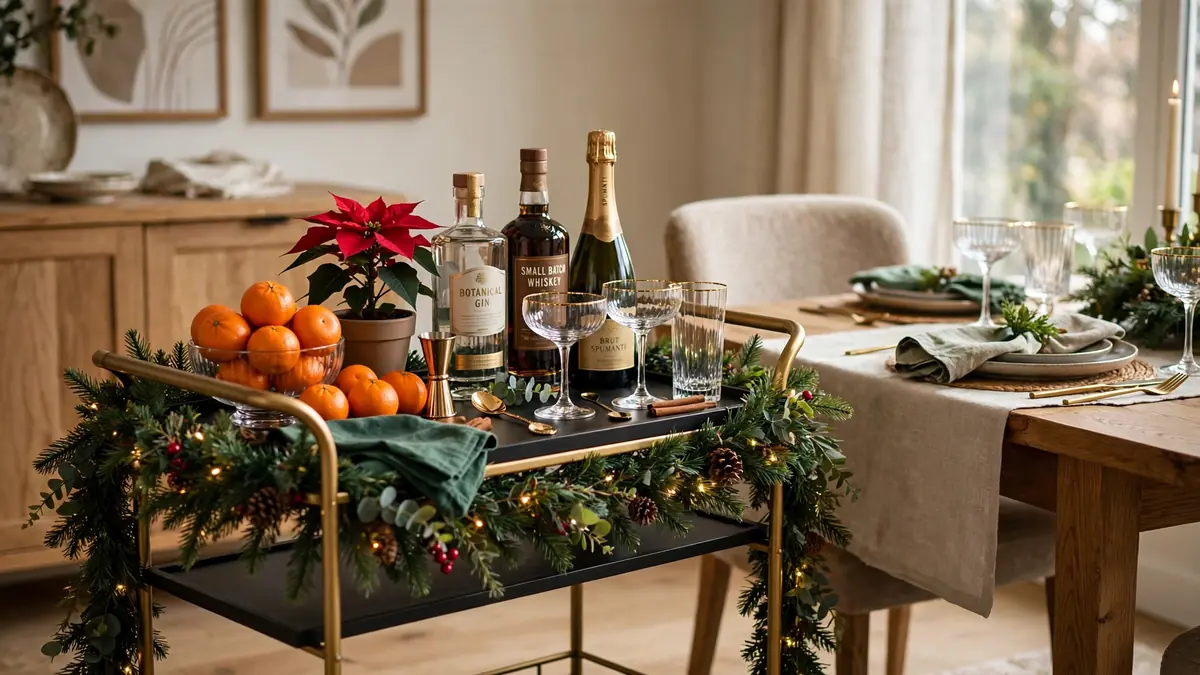 11. Set Up a Festive Bar Cart