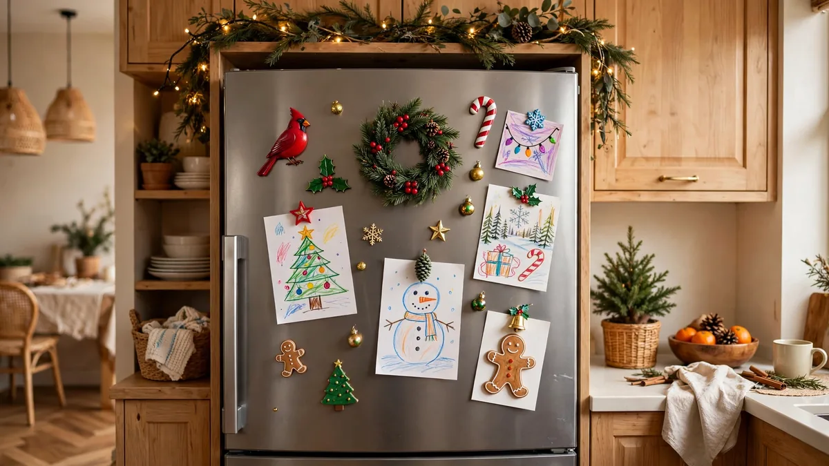 11. Turn the Fridge Into a Card and Magnet Display