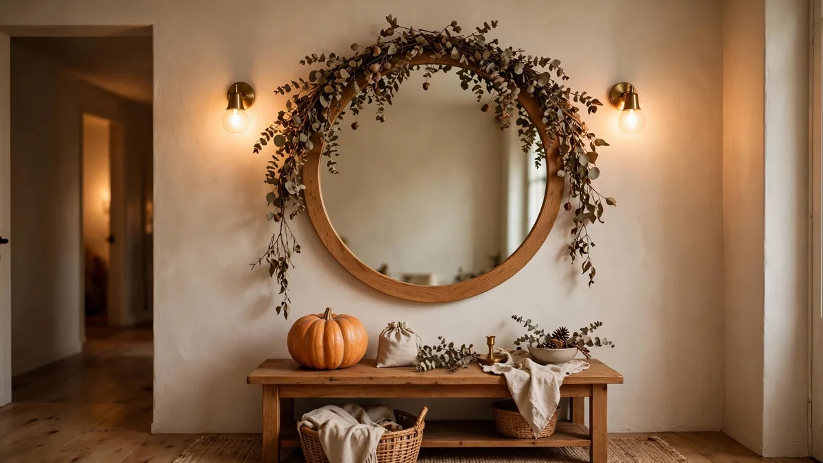 11. Drape a Garland Over the Entryway Mirror
